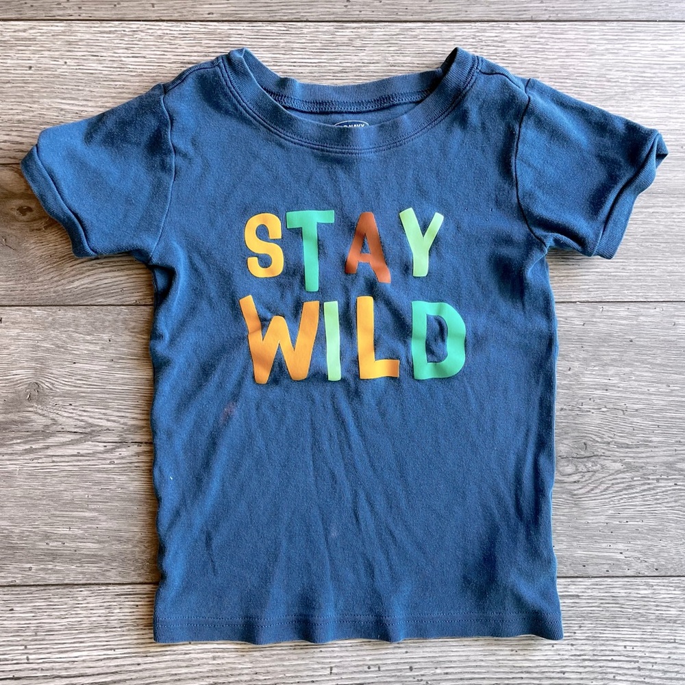Old Navy Toddler Boy Short Sleeve Pajama Shirt Blue - Stay Wild 5T Multicolor PJ